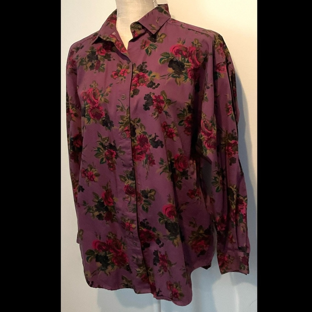 Eddie Bauer Floral Button Down Long Sleeve Shirt - EUC